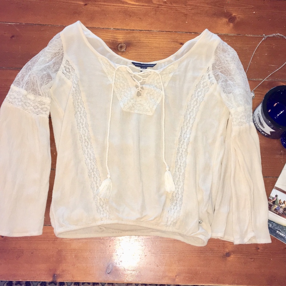 Cream Detailed Peasant Blouse